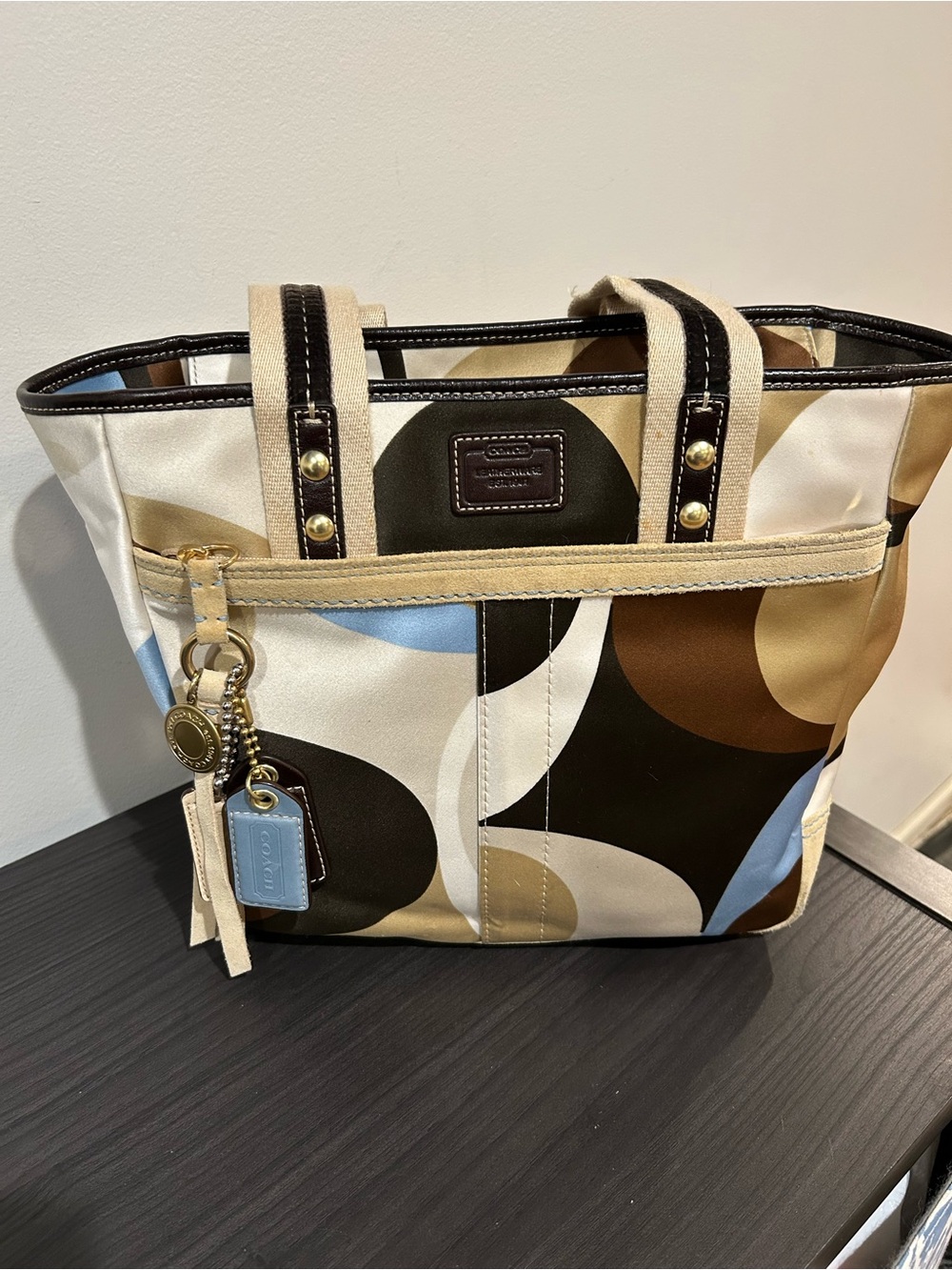 Vintage Coach Hamptons Weekend Scarf Print Tote Bag NWOT